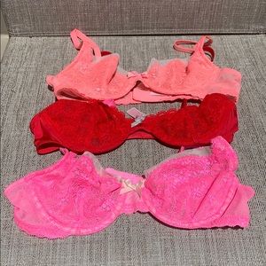 Set of 3 Victoria’s Secret Unlined Lace Bras